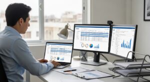 Contador peruano gestionando el Sistema Integrado de Registros Electrónicos SIRE en plataforma SUNAT